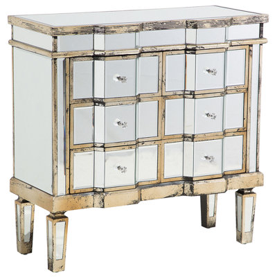 6 Drawer Mirrored Chest Silver MOZELA