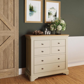 6 Drawer Solid Oak Putty Chest Of Drawers Ready Assembled