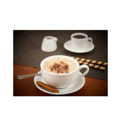 6  Extra Large Cappuccino Cups White Porcelain Round Mug 12oz 35cl Hot Chocolate Coffee