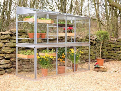 6 Feet Growhouse - Aluminium/Glass - L183 x W65 x H149 cm - Chestnut Brown