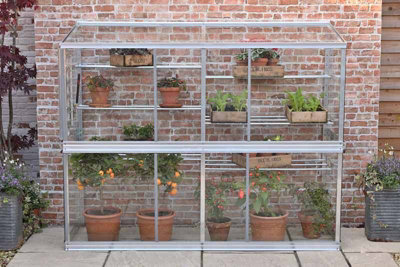 6 Feet Wall Frame/Growhouse with 6 Shelves- Aluminium/Glass - L183 x W63 x H149 cm - Anthracite
