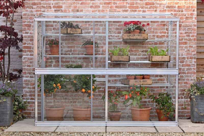 6 Feet Wall Frame/Growhouse with 6 Shelves- Aluminium/Glass - L183 x W63 x H149 cm - Without Coating