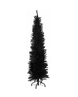 6 FT Slimline Artificial Christmas Tree 560 Tips Full Tree Easy to Assemble with Solid Stand, Xmas Home Decor Tall 1.8m Black