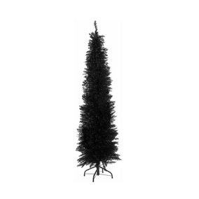 6 FT Slimline Artificial Christmas Tree 560 Tips Full Tree Easy to Assemble with Solid Stand, Xmas Home Decor Tall 1.8m Black