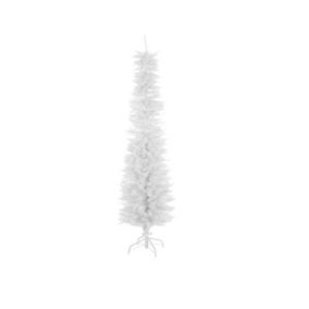 6 FT Slimline Artificial Christmas Tree 560 Tips Full Tree Easy to Assemble with Solid Stand, Xmas Home Decor Tall 1.8m White