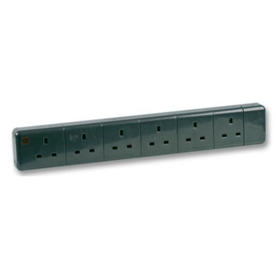 6 Gang Rewireable Mains Power Extension Socket 13A 240V Black