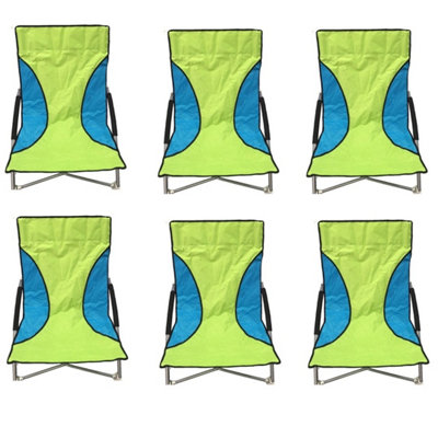 6 Green Nalu Folding Low Seat Beach Chair Camping Chairs