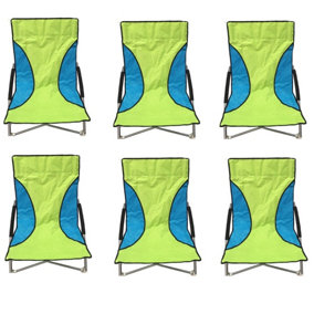 6 Green Nalu Folding Low Seat Beach Chair Camping Chairs