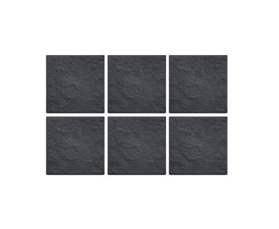 6 Grey Slate Recycled Rubber Stepping Stomp Stone - 30 x 30cm