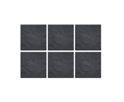 6 Grey Slate Recycled Rubber Stepping Stomp Stone - 30 x 30cm