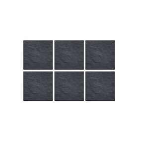 6 Grey Slate Recycled Rubber Stepping Stomp Stone - 30 x 30cm