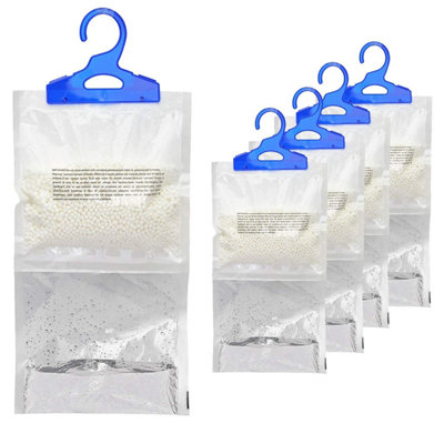 6 Hanging Wardrobe Dehumidifier - Moisture Absorber - With Hydrophilic Crystals - Remove Dampness & Humidity