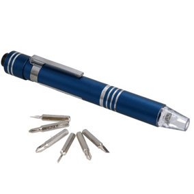 6 in 1 LED Precision Screwdriver Magnetic Pocket Pen Slotted Phillips Blue