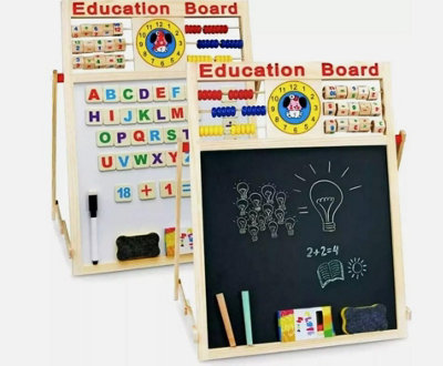 6 in 1 Wooden Art Easel Board for Kids, Double Sided Whiteboard ...