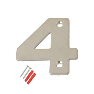 6 inch Brushed Stainless Steel House Number Modern Rust Resistant Easy to Fit Fixings Included (Number 4)