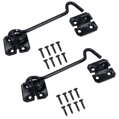 Black Metal Gate hook & eye (L)50mm, Pack of 2