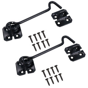 6 inch Cabin Hook Eye Latch Lock Catch Hold Back For Sheds Gates Hatches 2 Pack