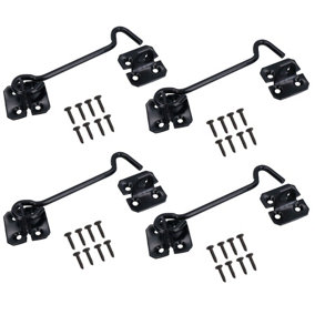 6 inch Cabin Hook Eye Latch Lock Catch Hold Back For Sheds Gates Hatches 4 Pack