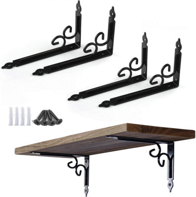 6 Inch Decorative Shelf Brackets Pack of 4, Heavy Duty Steel Shelf ...