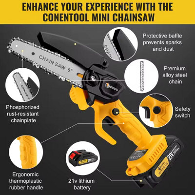 6 inch Electric Saw, 21V Cordless Chainsaw with 2 Chain, 2 Battery ...