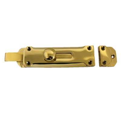 6" INCH Flat Bolt Tower Door Lock BRASS + Screws