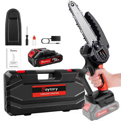 6 Inch Mini Cordless Chainsaw 21V, Handheld Electric Chain Saw with 1 ...