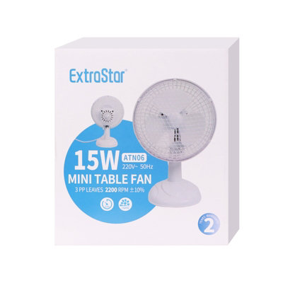 6 Inch White Desk Fan 15W Mini Table Fans with 3 Fan Blades