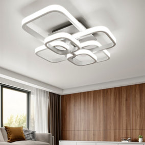 6 Lamp Square Modern Acrylic LED Energy Efficient Semi Flush Ceiling Light Fixture Cool White