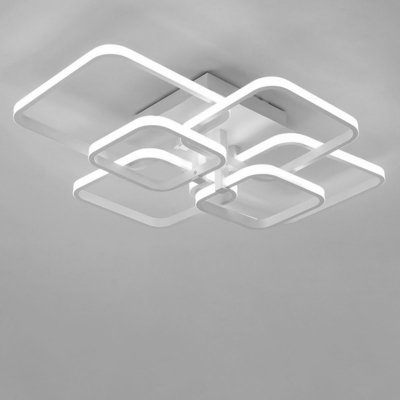 6 Lamp Square Modern Acrylic LED Energy Efficient Semi Flush Ceiling Light Fixture Cool White