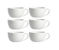 6  Large Cappuccino Cups White Porcelain Round Mug 12oz 34cl Hot Chocolate Coffee