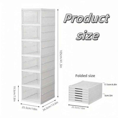 6 Layer Foldable Clear Shoe Storage Boxes Stackable Shoe Organiser