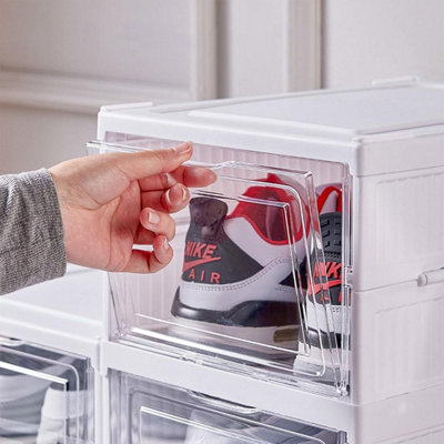6 Layer Stackable Shoe Storage Box Foldable Clear Shoe Rack Transparent ...