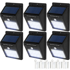 6 LED solar wall lights with motion detector - black