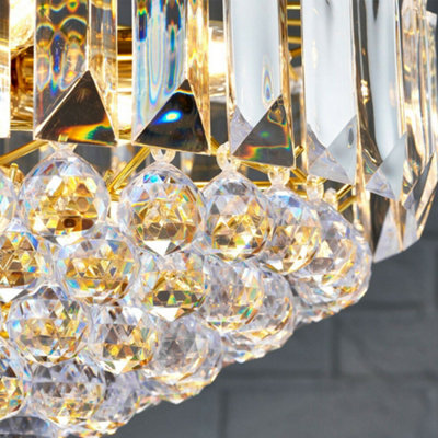 6 Light Chandelier Pendant BRASS & CLEAR Shade Hanging Ceiling Feature ...