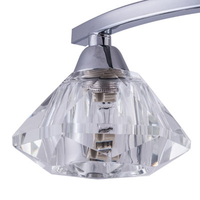 6 Light Spiral Semi-Flush Ceiling Light, Clear Glass Shades, Polished ...