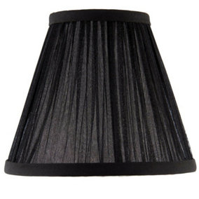 6" Luxury Round Tapered Lamp Shade Black Pleated Organza Modern Elegant Drum