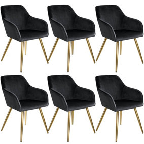 6 Marilyn Velvet-Look Chairs gold - black/gold