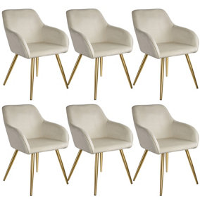 6 Marilyn Velvet-Look Chairs gold - cream/gold