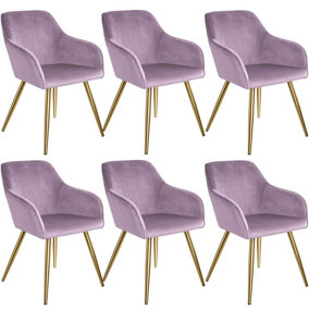 6 Marilyn Velvet-Look Chairs gold - lilac/gold