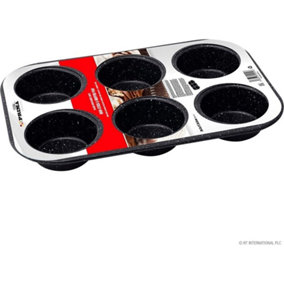 6 Muffin Baking Tray Cake Non Stick Kitchen Tin Pan Oven Dish Cupcake Cakes Black