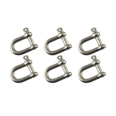 6 Pack 12mm Galvanised Steel D Shackle Dee Link Chandlery Lifting Towing