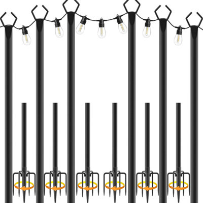 6 pack 3 M String Light Pole, Metal Outdoor Suitable for Courtyard ...