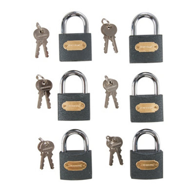 6 PACK 50mm IRON Padlocks SAME KEYS 8.5mm Shackle Storage Gym Locker Door Lock