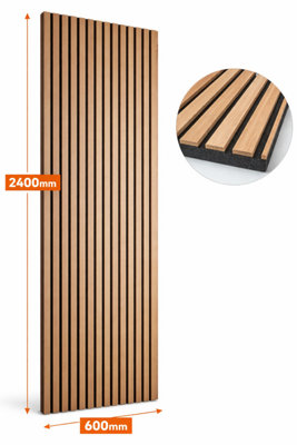 6 Pack Acoustic Wood Slat Wall Panel in classic Oak 240cm x 60cm
