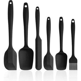 6 Pack Black Silicone Spatulas for Cooking on Non-stick Cookware Mixing & Baking