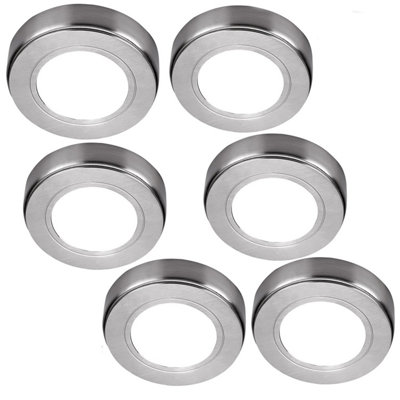 6-Pack Brushed Nickel Under Cabinet LED Light Kit - Warm White 240V Mains Powered