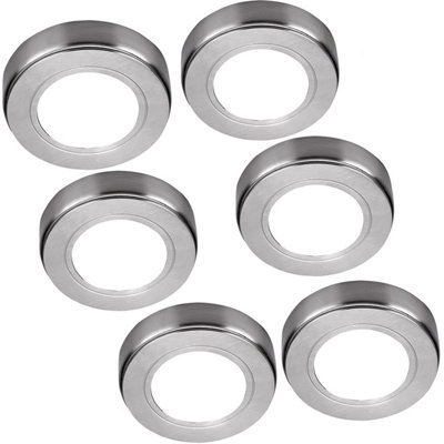 6-Pack Chrome LED Under Cabinet Lights - Warm White 240V Mains Powered Kitchen Lighting Kit