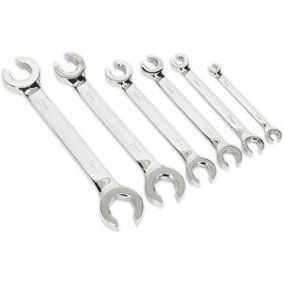 6 PACK Flare Nut Spanner Set -Compression Joint Wrench / Crow Foot Brake Spanner