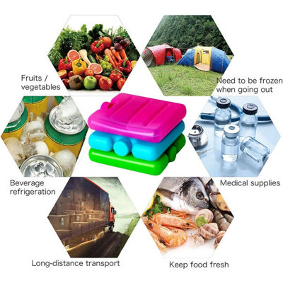 6 Pack Freezer Blocks Mini Ice Brick Pack Cool Box Reusable Travel ...