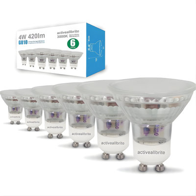 6 Pack GU10 LED Light Bulbs - 4W Non Dimmable Warm White 3000K 420lm ...